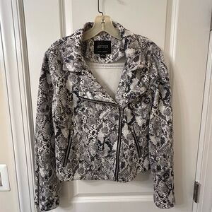 Sanctuary Black and Gray Snakeskin Leather Jacket